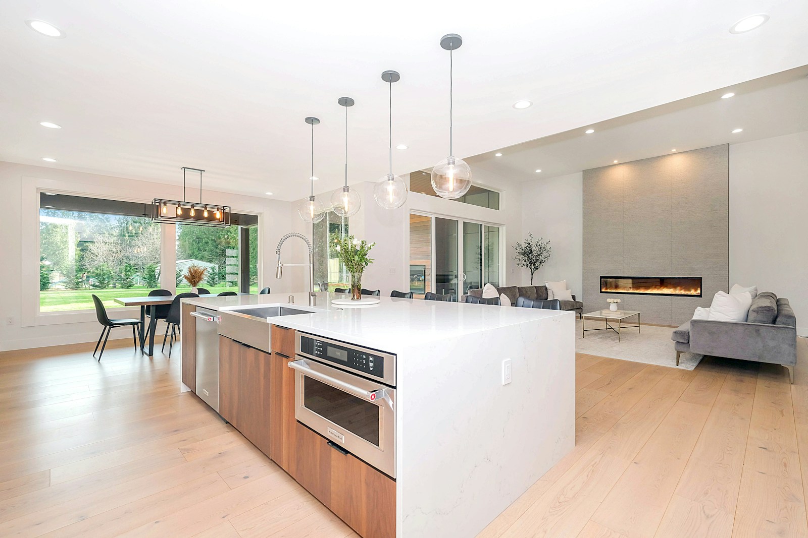 Maytag wall oven built into modern kitchen cabinetry