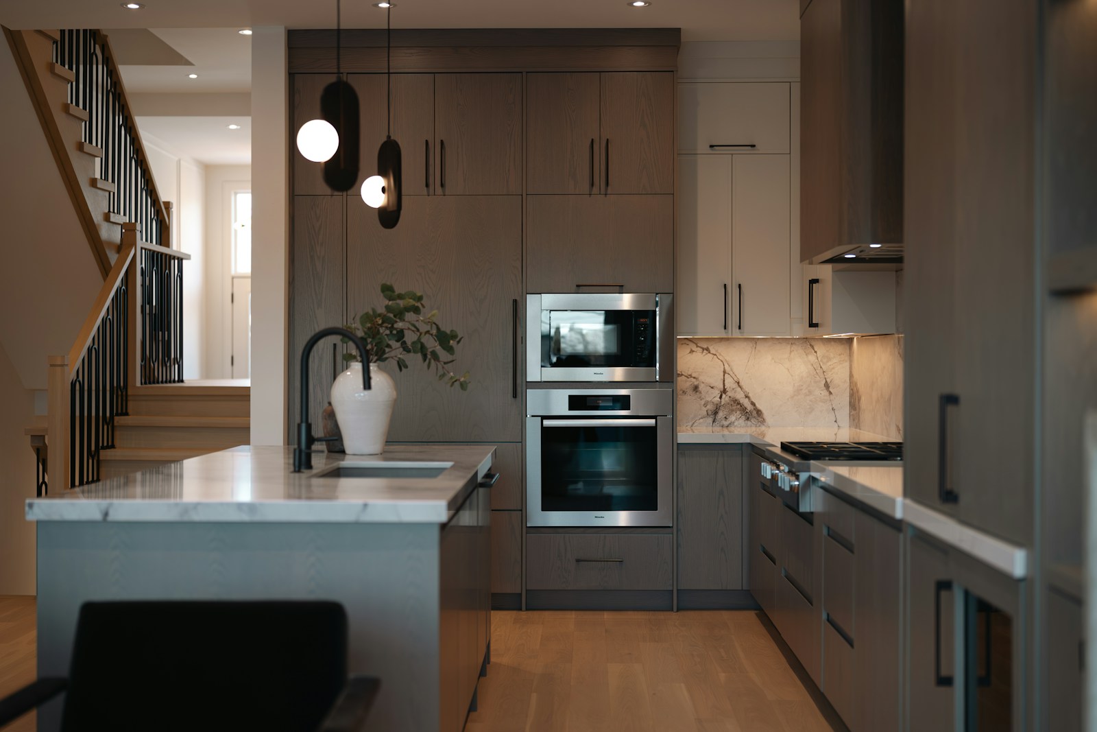 Modern kitchen with integrated Maytag wall oven