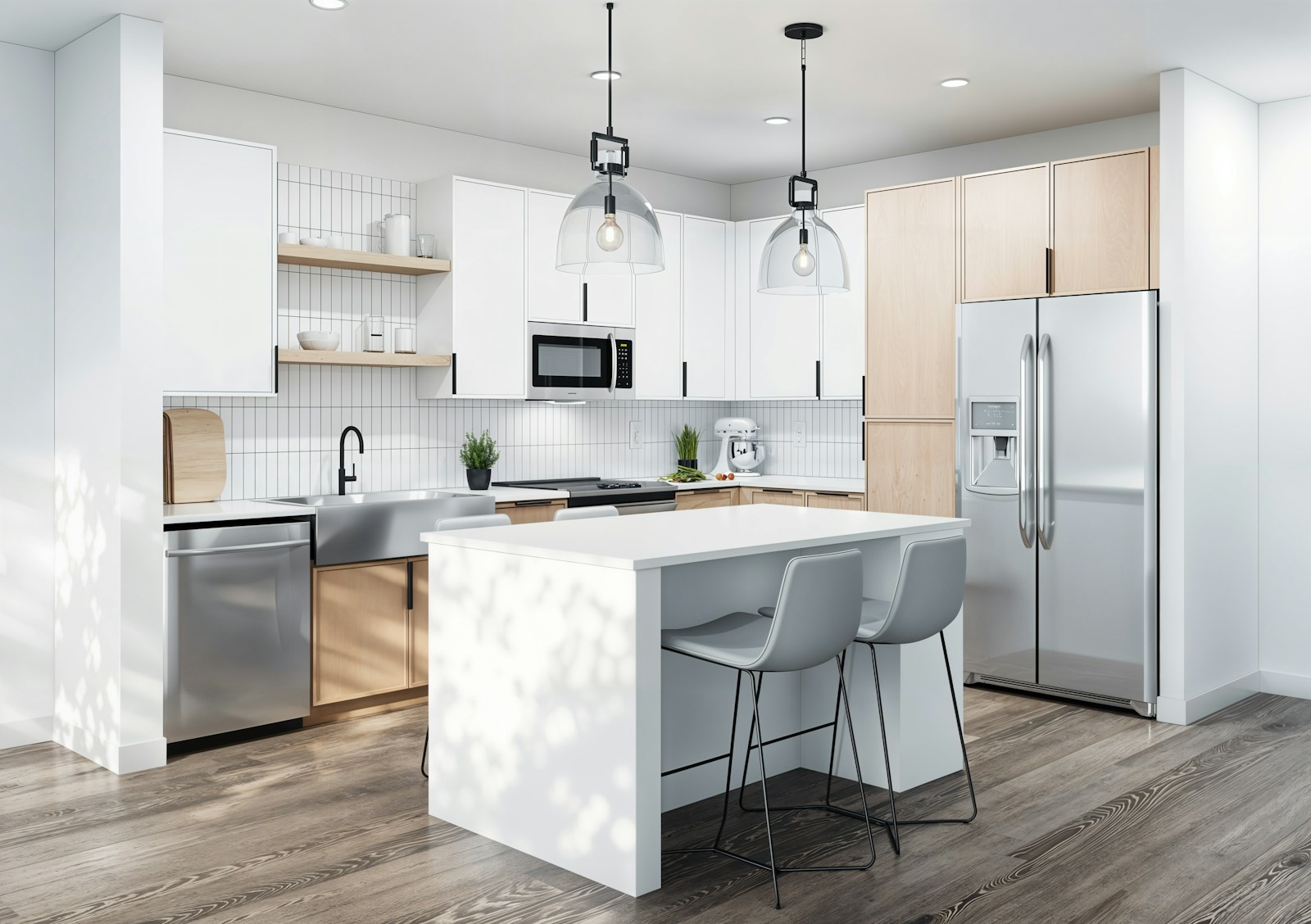 Stainless steel refrigerator with organized shelves